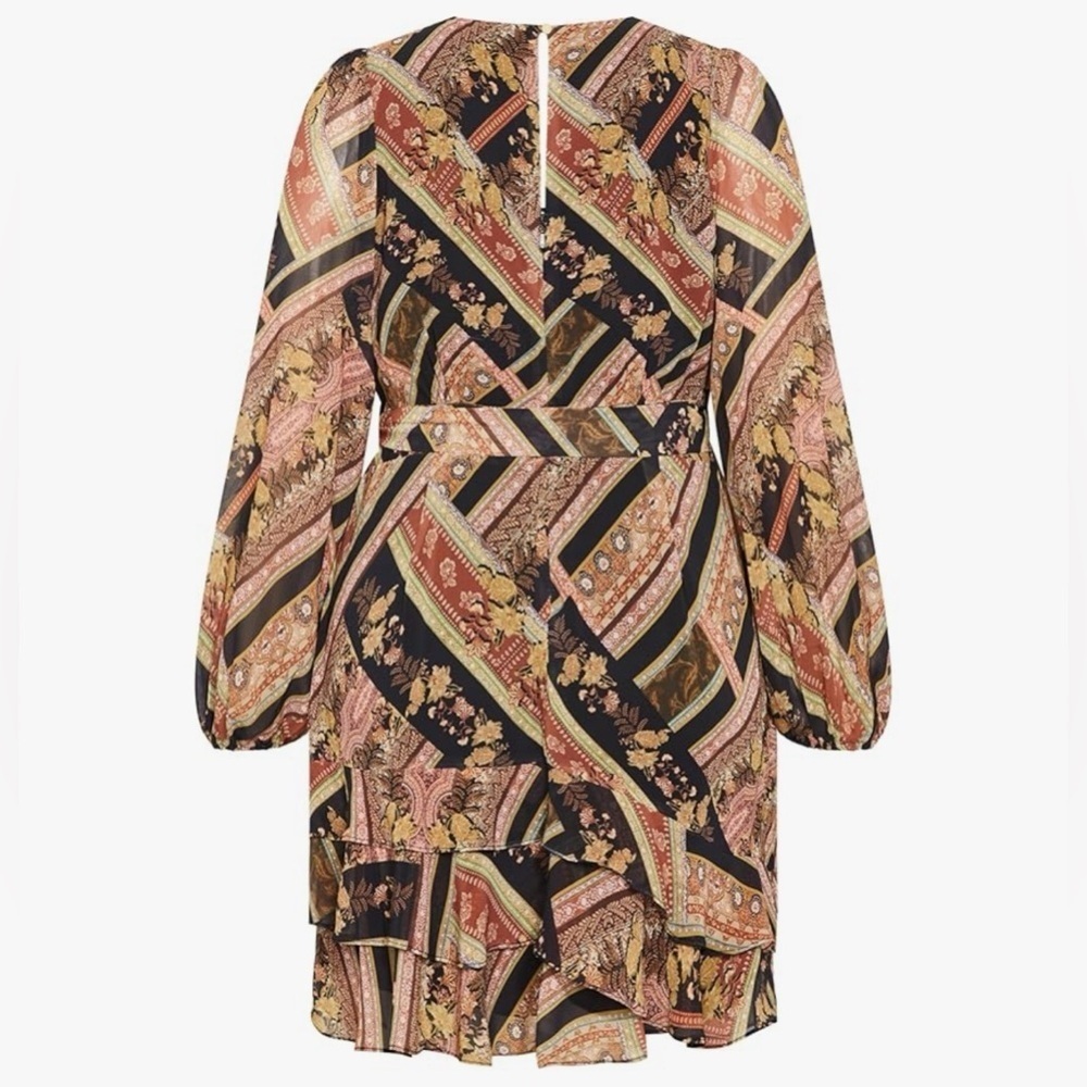 City Chic Harlee Black and Brown Asymmetrical Dress - Picture 6 of 7